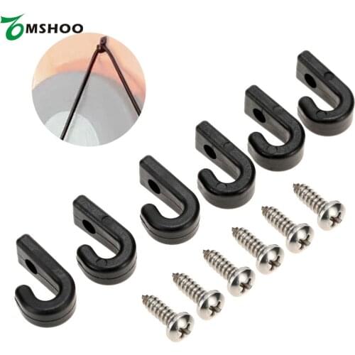 DIY 6pcs Nylon J-hooks for Kayak Bungee Cord Inflatable Kayaks Canoes Rowing Boats with Screws Lashing Hooks Kayak Accessories