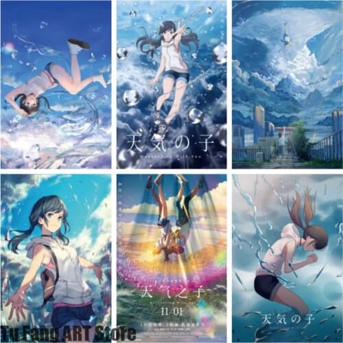 Anime Canvas Painting Weather Child Your Name Wall Art Posters and Prints Wall Pictures for Living Kids Nordic Home Decoration