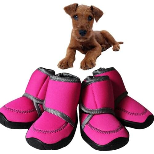 Pet Dog Shoes Winter Super Warm Dogs Boots 4pcs/set Cotton Anti Slip Shoes For Dogs Chihuahua Teddy Waterproof Snow Boots