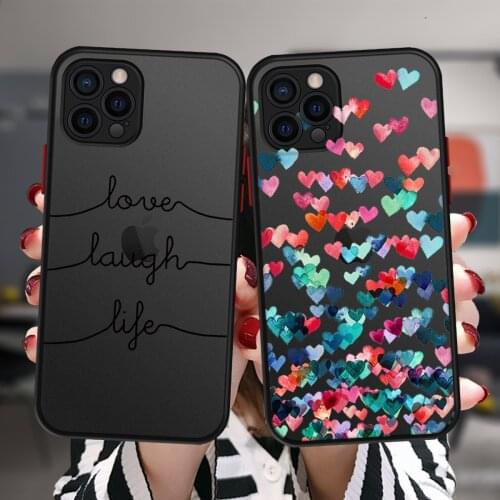 Love Laugh Life Cute Animal Phone Case For iPhone 11 12 Pro Max X XR XS Max 7 8 Plus 6 6S Mini Bumper Matte Back Cover Coque