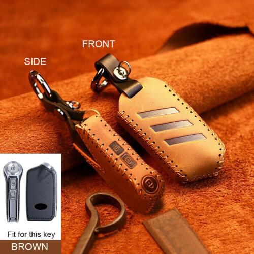 Genuine Leather Car Smart Remote Key Cover Case Holder For Kia Stinger K900 2019 key covers for house keys