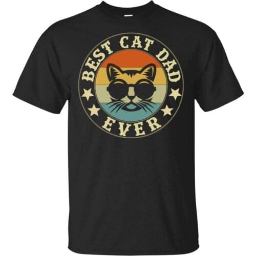 Cat T - Shirt Vintage Best Cat Dad Ever Black T - Shirt Size S - 6xl Casual Tee Shirt