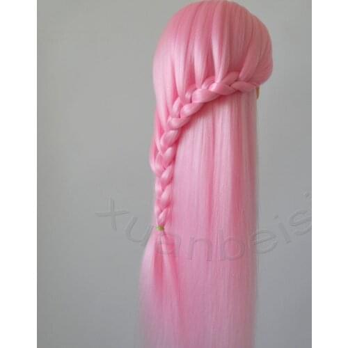 70cm Pink Hair Dolls Head For Hairdressers Nice Mannequin Head Hairstyles Female Mannequin Hairdressing Styling Training Head