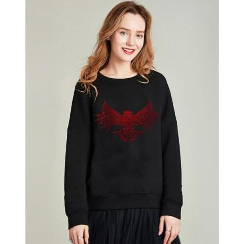 Hot sale Diamond stone hoody for ladys Hot drill winter black women Street wear girls Sweatshirt