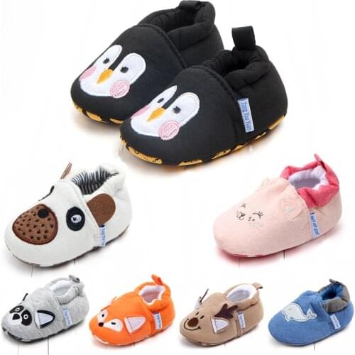 Cartoon Fox Baby Girls Winter Warm First Walkers Cotton Children Home Shoes Kids Toddler Slippers Baby First Walkers Moccasins