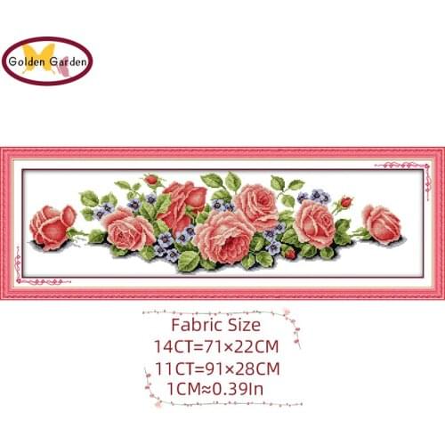 GG Long Edition Rose Counted Cross Stitch Pattern Embroidery Needlework 11CT 14CT DIY Kits Cross Stitch Sets For Home Decor