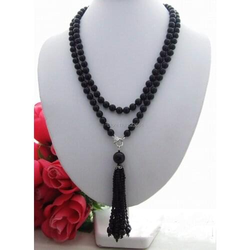Beautiful! Round Black bead Necklace