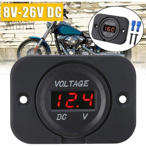 Red LED Digital Voltmeter Panel Car Motorcycle Voltage Meter Gauge Car Motorcycle DC12V-24V LED Display Voltmeter