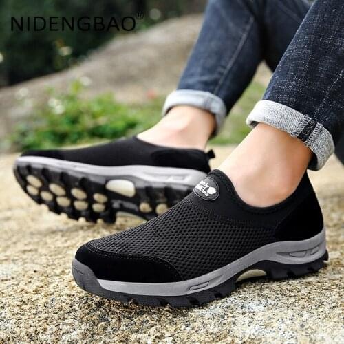 Mens Sneakers Walking Shoes Summer Mesh Breathable Comfortable Outdoor Trekking Loafers Male Casual Trainers Tenis Masculino