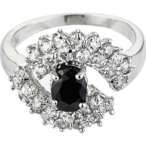 Square promise Rings new silver plated jewelry large size 7 -10 White Cubic Zircon women Engagement Ring