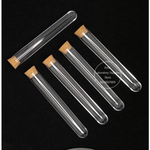 100pcs/lot 12x100mm Lab Clear Plastic Test Tubes With Corks Stoppers For Wedding Laboratory School Using