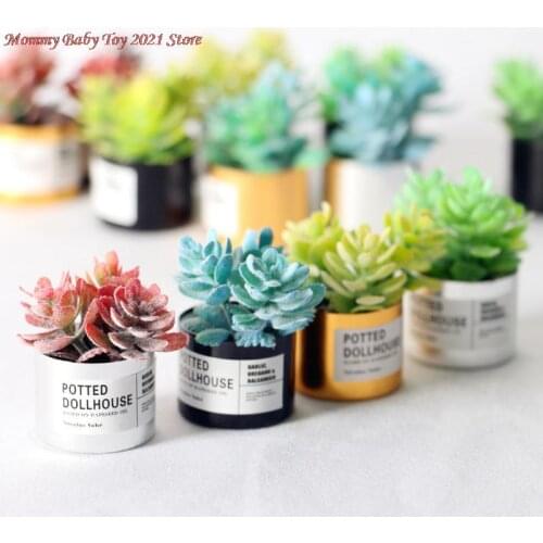 Simulation Potted Plants Green Mini Tree Potted For 1:12 Dollhouse Miniature Green Plant In Pot Doll House Furniture Home Decor