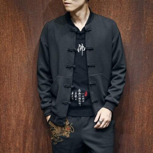 Chinese Style Men Jacket Coat Dragon Embroidery 5XL Men Jacket Coat Black Streetwear Bomber Jacket Men