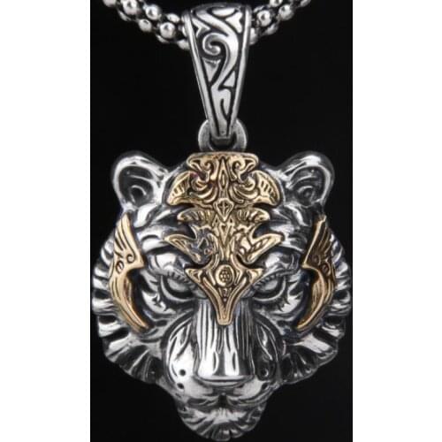 Mens Domineering Necklace Tiger Head Pendant Necklace Retro Style Jewelry Gift Party Rock Accessories