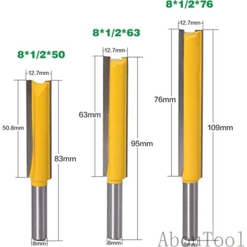 AbouTool 8mm Shank Trimmer Router Bit For Wood Flush Trim Router Bit With Bearing Guided Carbide Milling Cutter 8mm Shank 2" KIT