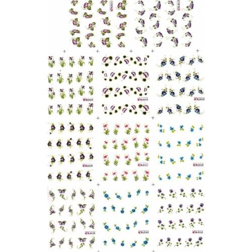 11 PACKS/LOT UPRETTEGO NAIL ART BEAUTY WATER DECAL SLIDER NAIL STICKER FLOWER CHRYSANTHEMUM MARGUERITE GLADIOLU BLE631-641