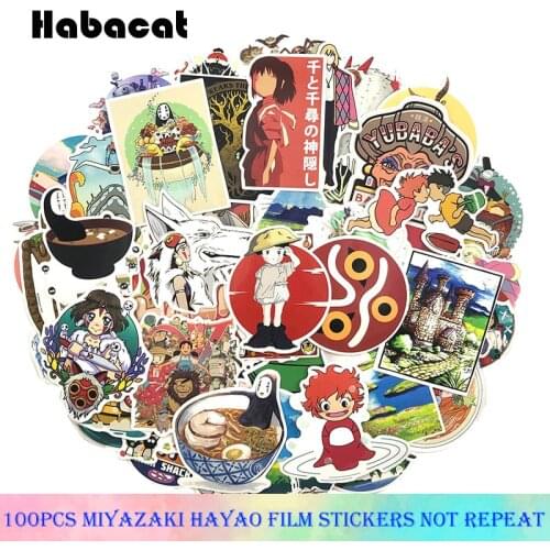 100Pcs/Pack Miyazaki Hayao Film Graffiti Stickers Anime Stickers For Luggage Laptop Decal Skateboard Motocycle Fridge Stickers