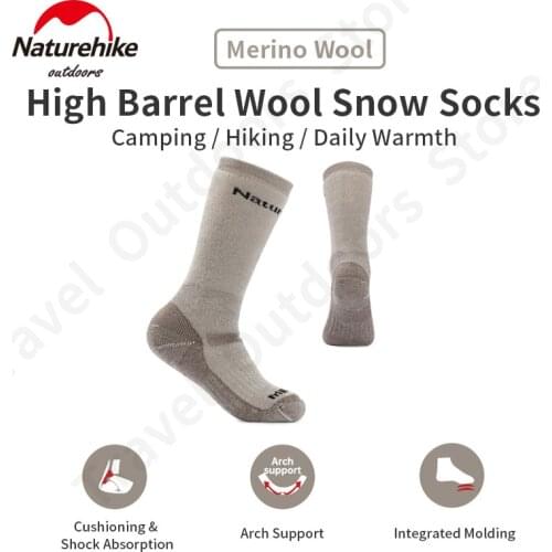 Naturehike Ultralight Winter Sports Long Style Socks Thickened Warm Wool Fabric Home Travel Running Skiing Socks Breathable