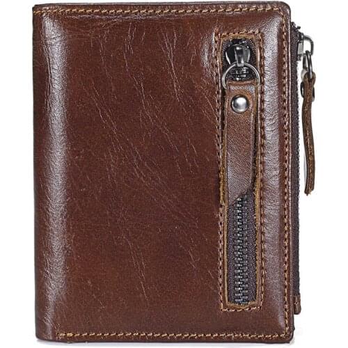 2021 New Genuine Leather Mens Wallet Man zipper Short Coin Purse Brand Male Cowhide Credit&id Wallet Multifunction Small Wallets