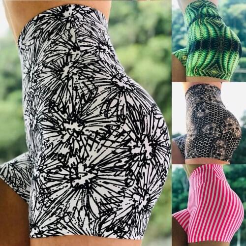 New Leggings High Waist Push Up Shorts Scrunch Butt Seamless Print Running Shorts Gym Clothes Fitness Elastic Shorts