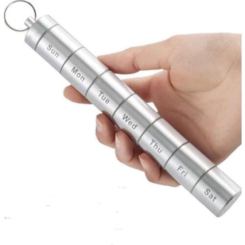 Weekly Pill Organizer Pill Box - 7 Day Pill Case Organizer Fish Oil Dispenser Weekly Portable Vitamin Dispenser with Keychain SN