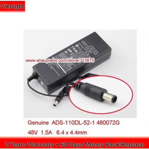Genuine ADS-110DL-52-1 480072G Switching Adapter 48V 1.5A Laptop Charger Power Supply