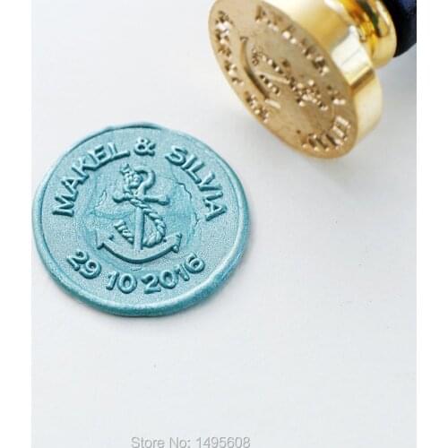 Personalized Anchor stamp,Custom name and date Wax Seal Stamp,Wedding wax seal stamp,Personalize wax sealing, envelops seal