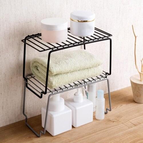 Kitchen Shelf Stackable Bathroom Rack Organizer Stainless Steel Storage Rack For Cabinets Tableware Countertops For Home Cooking