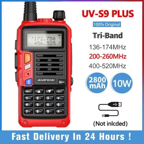 Baofeng UV-S9 PLUS Tri-Band 10W High Power Portable Two Way Radio Usb Charger 220-260Mhz UV 5R Upgrade Amateur Radio FM Transce