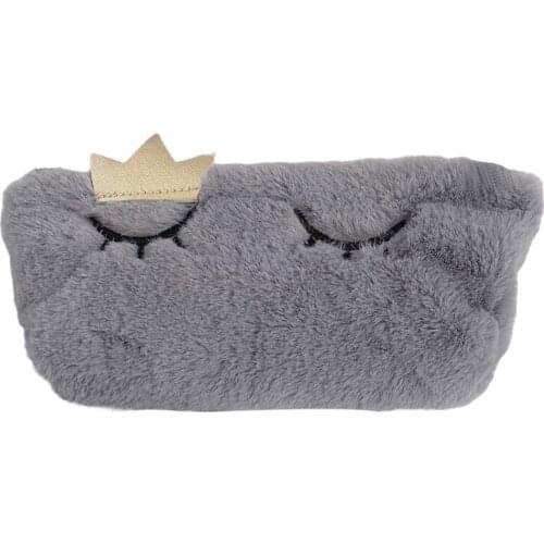 Portable Plush Pencil Pouch Sleeping Eyes Outlook Large Staionery Storage Bag Makeups Pouch for Office Travel School
