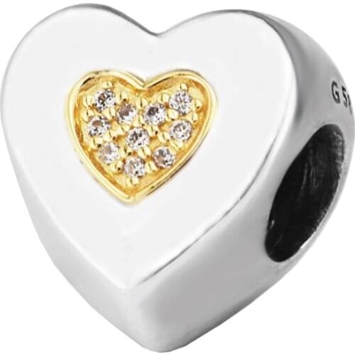QANDOCCI Authentic 925 Sterling Silver Jewelry Signature Heart Fashion Charms Beads Fits Original Bracelets