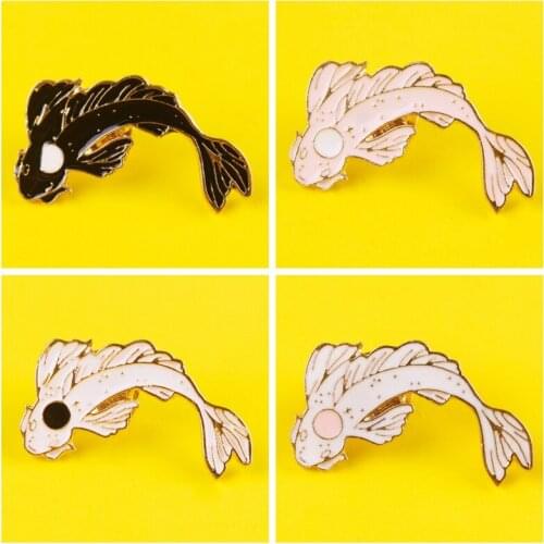 Fish Enamel Brooch Pin Goldfish Carp Koi 4 Colors Collar Lapel Pin Cartoon Animals Fashion Jewelry Accessories Gift For Child