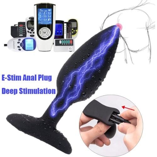 BDSM Electric Shock Pulse Silicone Anal Plug Bum Dildo Big Butt Plug E-Stim G-Spot Prostate Massager Anus Dilator Unisex Sex Toy