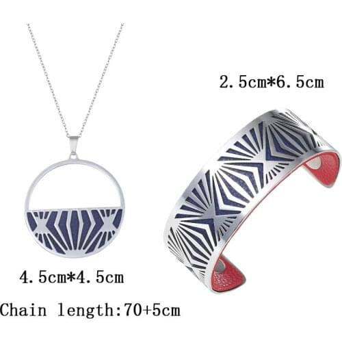 Cremo Interchangeable Leather Necklace Stainless Steel Bracelets And Necklaces For Women DIY Jewelry Set