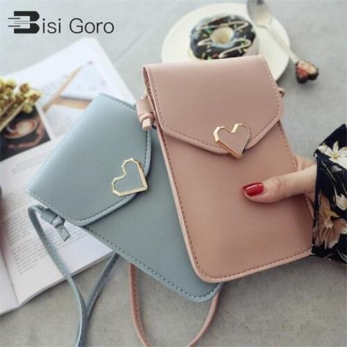 BISI GORO 2021 Women Shoulder Bag Womens Touch Screen Cell Phone Purse Transparent Simple Bag Messenger Bag PU Light Handbags
