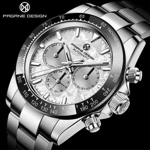 PAGRNE DESlGN Top Sapphire Glass Waterproof Automatic Mechanical Watch Automatic Date Week Display Leisure Sports Watch Clock