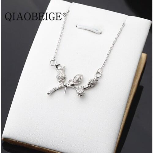 QIAOBEIGE Fashion Creative Pendant Necklace 100% 925 Sterling Silver leaf Shaped Woman Chain Charm Elegant Jewelry
