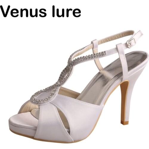 Womens Wedding Bridal Ladies Prom Shoes High heel White Party Sandals with Diamante