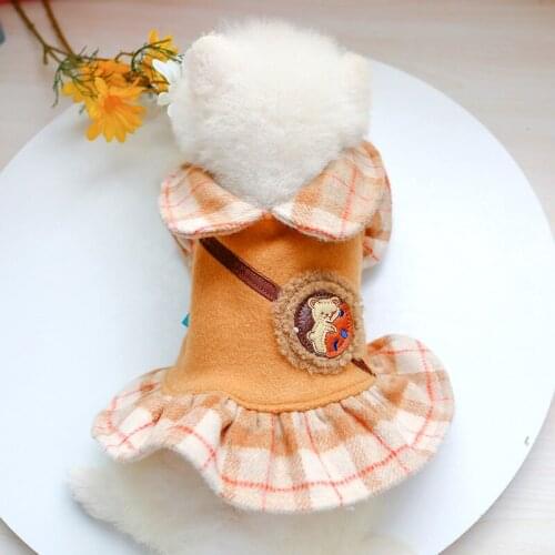 Hug Bear Winter Dog Clothes Cute Dresses For Small Dogs Cat Costumes Coat Jacket Puppy Plaid Sweater Outfit XS XL Poodle Product