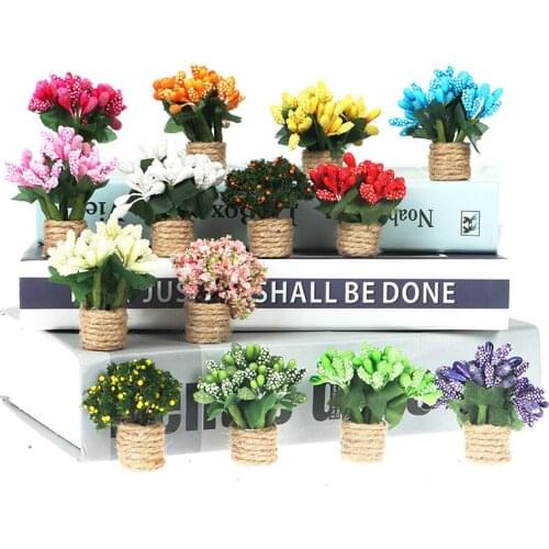 1:12 Dollhouse Miniature Tree Potted Green Plant Flowers Simulation Potted Plant For Doll House Decor New