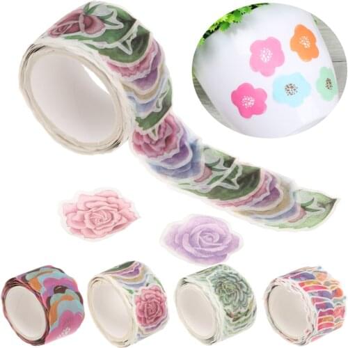 1Roll Colorful Love Heart Flower Series Masking Tape Scrapbooking Diary Paper Sticker Decorative Adhesive Tape DIY Journal Decor