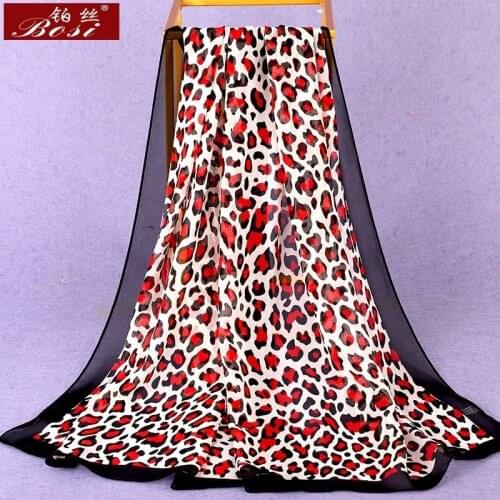 100%silk leopard print scarf women fashion satin luxury thin ethnic hijab brand poncho autumn summer scarfs ladies scarves sjaal