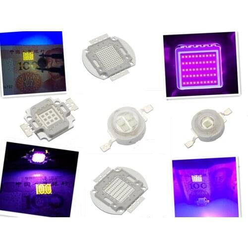 3W 5W 10W 20W 30W 50W 100W High Power Light UV Purple LED 365nm 375nm 380nm 385nm 395nm 400nm 405nm Ultraviolet Bulbs Lamp Chips