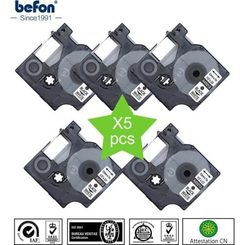 Befon X5 12mm White Printer Ribbon Compatible for Dymo D1 45013 Label Tape for Label Manager LM Printer Tape