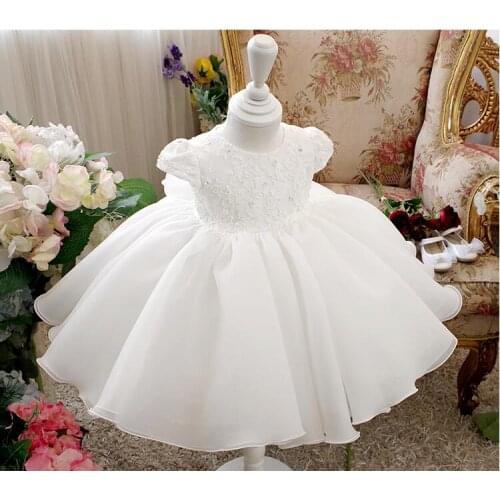 White Lace Princess Baby Girl Dress Party Birthday tutu Dress Floral Baptism Wedding Gown For Newborn Clothes Vestido Infantil