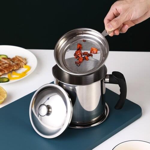 Household stainless steel oil can with strainer, kitchen oil canister filter oil canister oil filter artifact