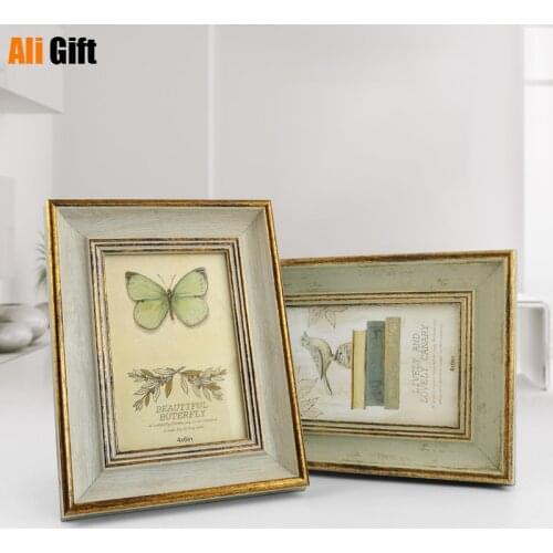 Wooden Picture Frame Vintage Portrait Photo Frames 6 Inch 7 Inch Wedding Anniversary Retro Landscape Horizontal Poster Frame