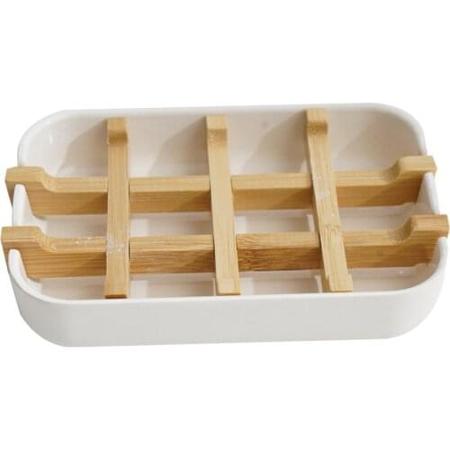 Wooden Soap Dish 13.2x8.5x2.5cm Black Shower Sink Deck Bathtub White For Bathroom Suitable Holder Tray