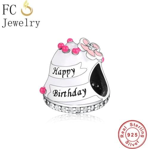 FC Jewelry Fit Original Charm Bracelet 925 Sterling Silver Enamel Fruit Flower Birthday Cake Bead For Making Women Berloque 2021