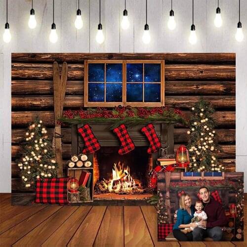 Mehofond Merry Christmas Photography Background Window Christmas Tree Socks Fireplace Backdrop Decor Photo Studio Backdrop